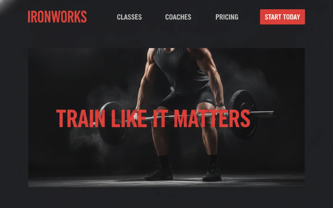 Concept design for a gym website.