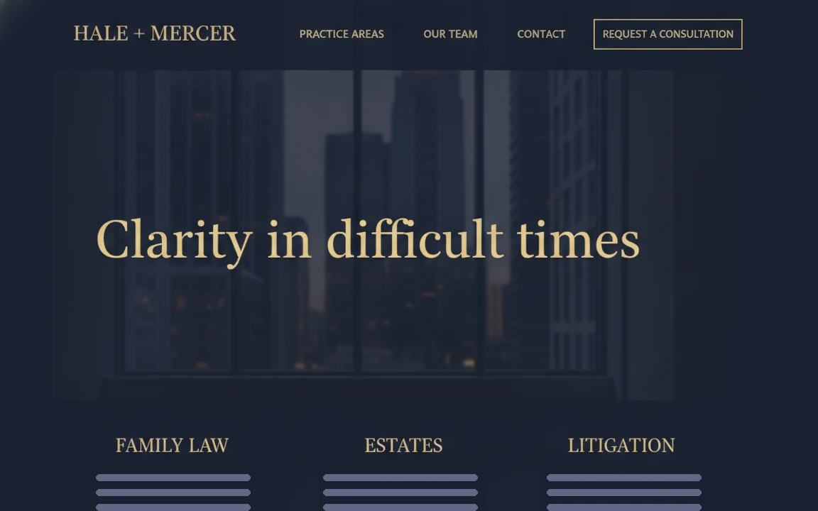 Concept design for a law practice.